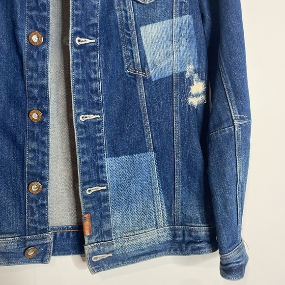 Able Jeans | Women’s Distressed Patchwork Denim Jacket Size Small - Picture 2 of 5
